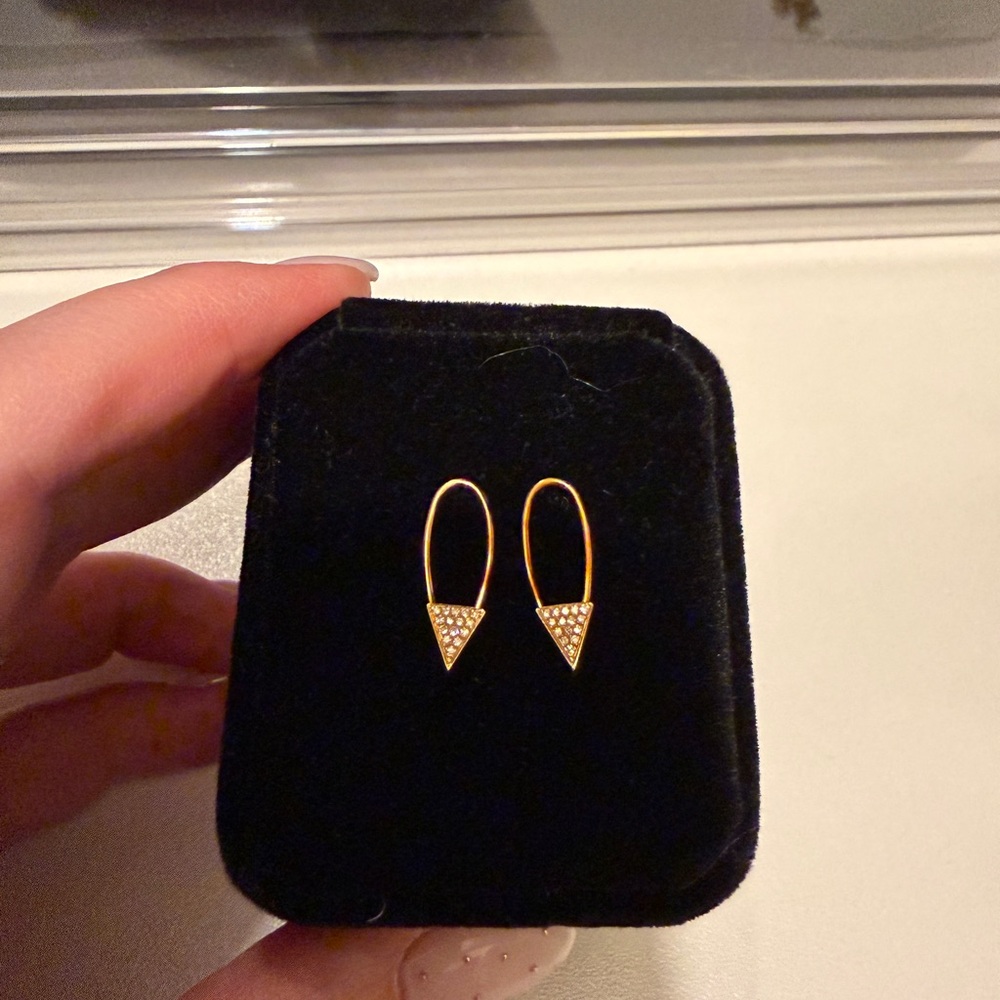 14K Yellow Gold and Diamond Paperclip Earrings